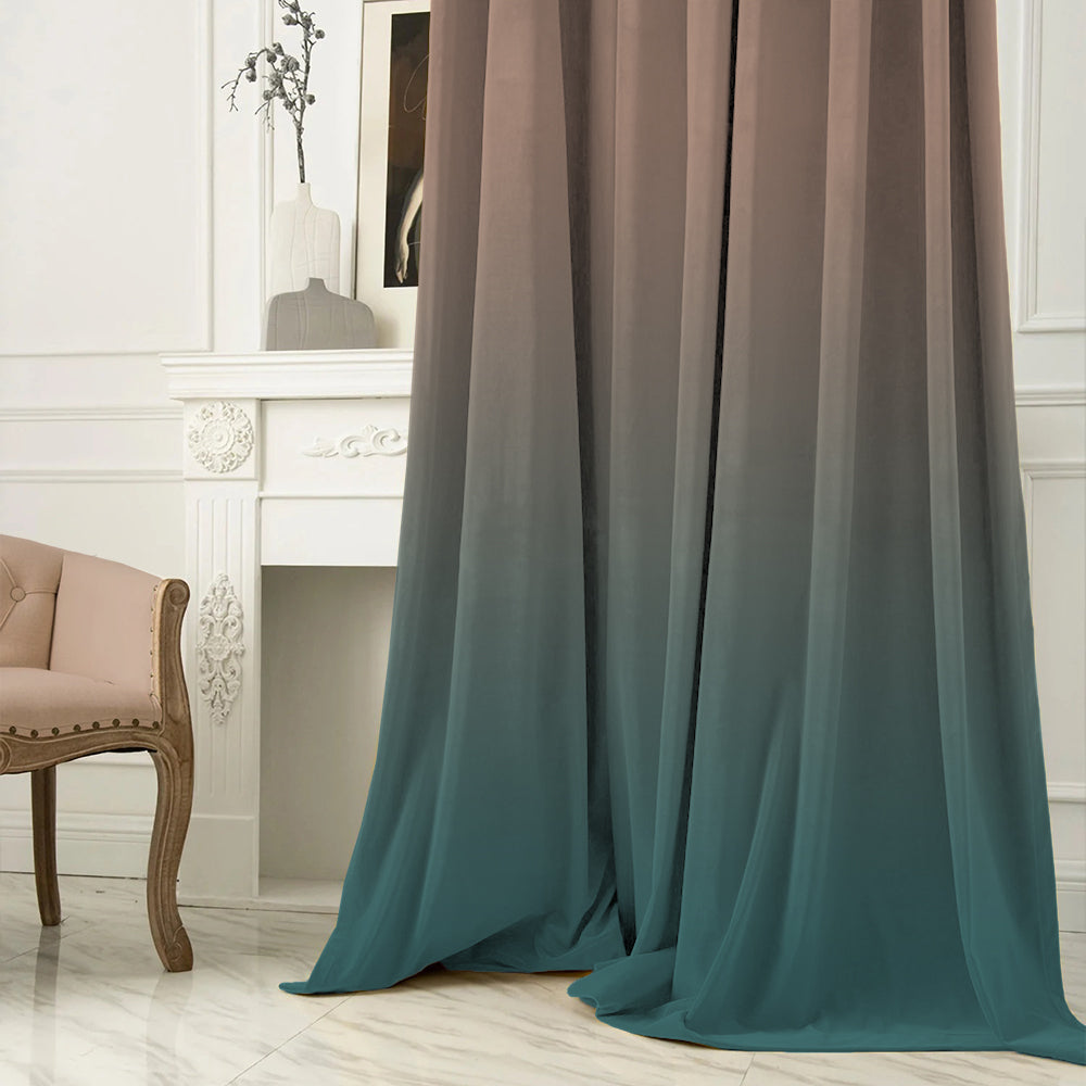 Elegant Ombre Print Room Darkening Curtain - Set of 2 - DSMR8
