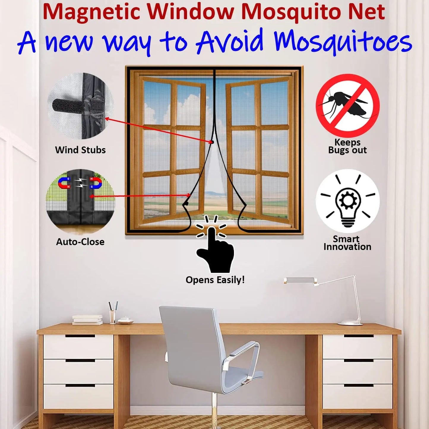 Magnetic Window Mosquito Net Curtain (Ultra Premium Edition) - Beige