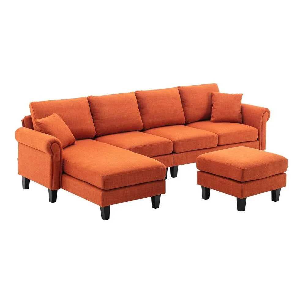 Moria 6 Seater L Shape Modular Fabric Sofa For Living Room