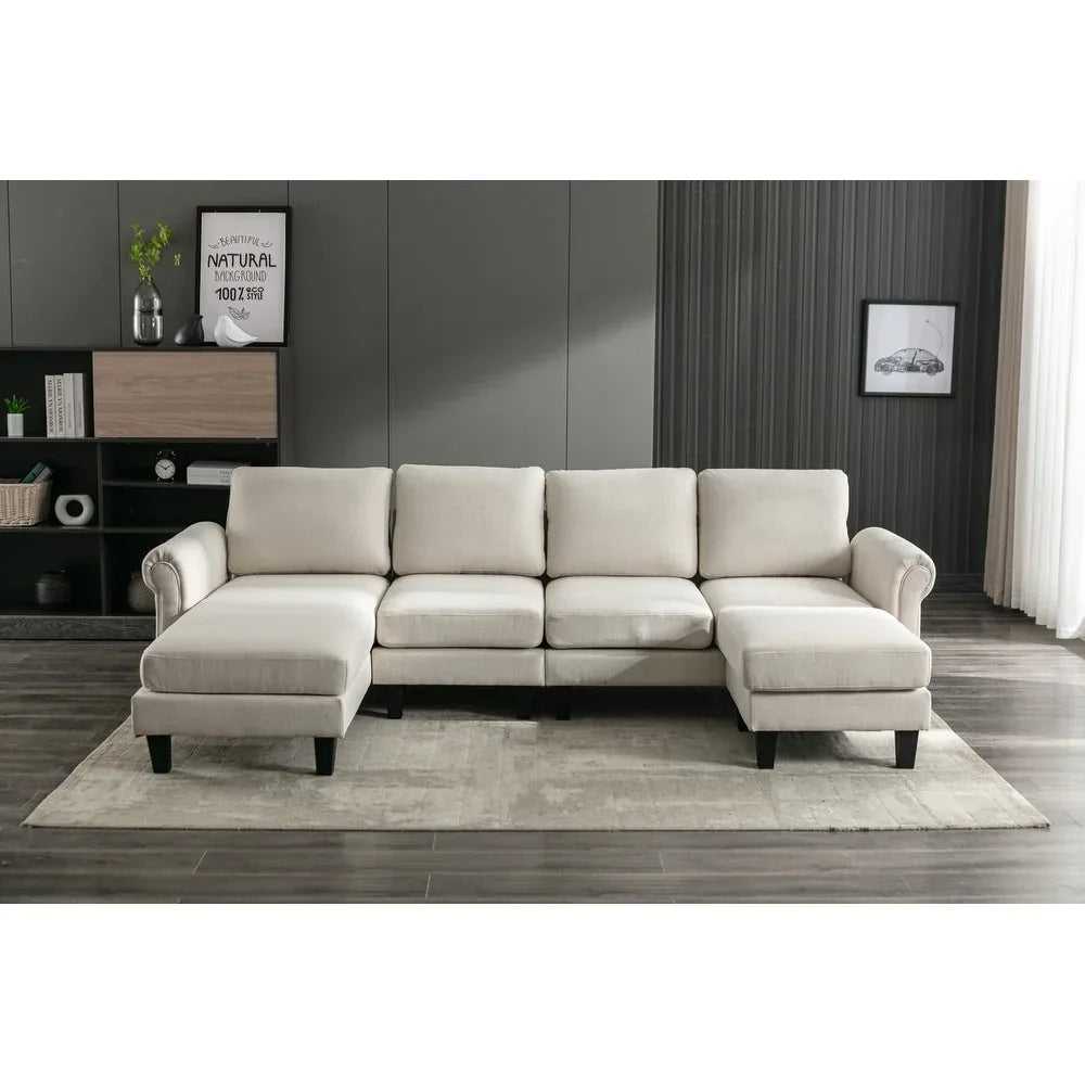 Moria 6 Seater L Shape Modular Fabric Sofa For Living Room