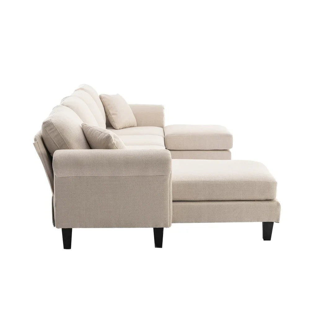 Moria 6 Seater L Shape Modular Fabric Sofa For Living Room