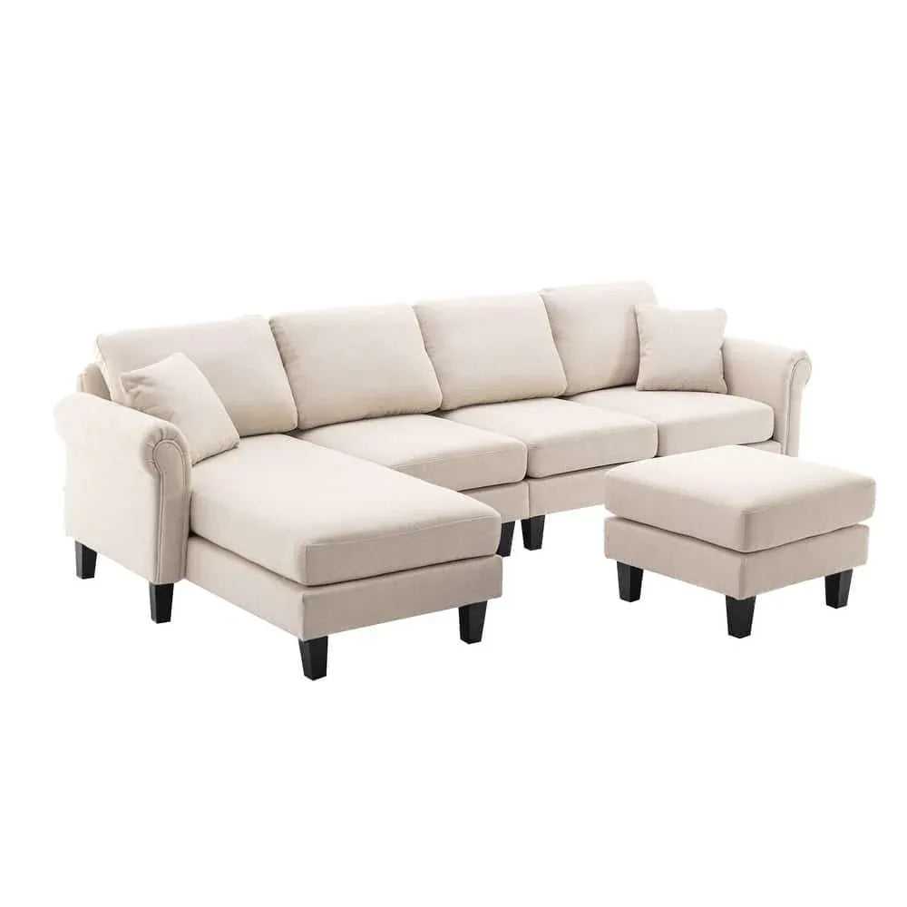 Moria 6 Seater L Shape Modular Fabric Sofa For Living Room