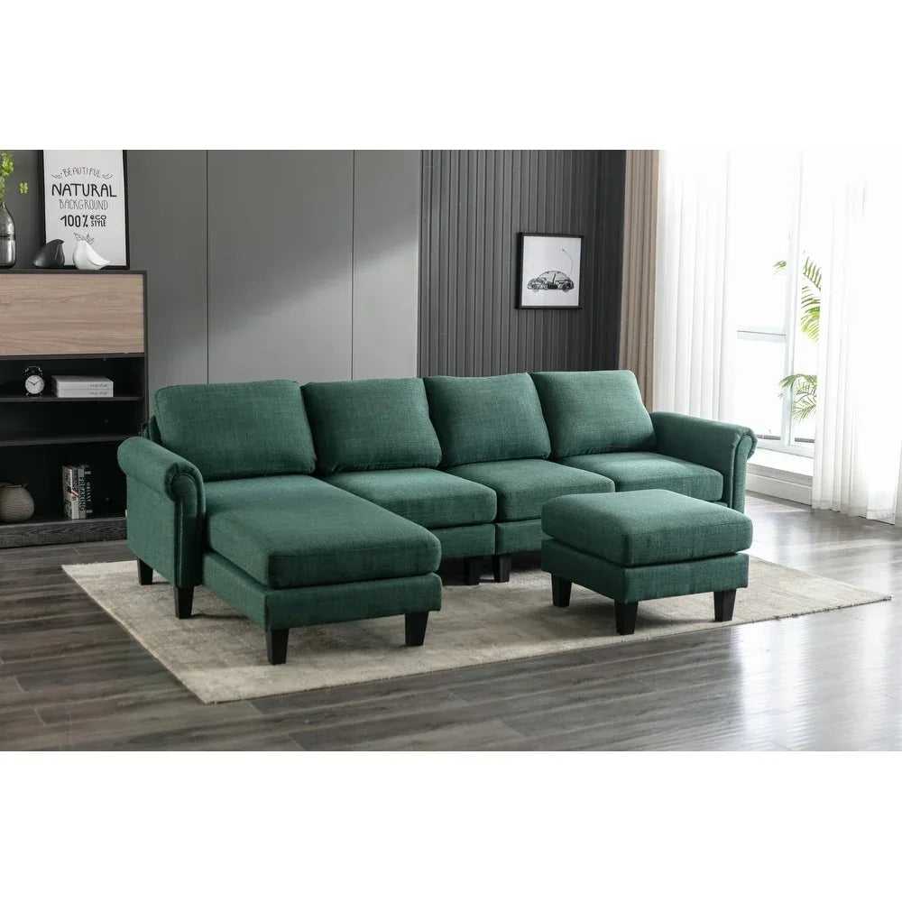 Moria 6 Seater L Shape Modular Fabric Sofa For Living Room