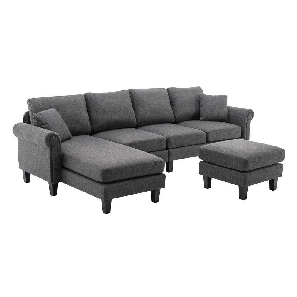 Moria 6 Seater L Shape Modular Fabric Sofa For Living Room