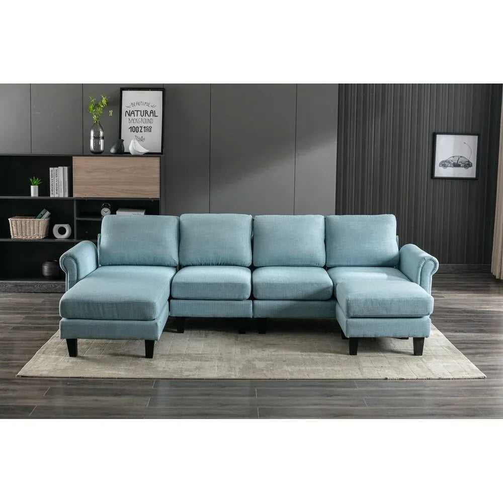 Moria 6 Seater L Shape Modular Fabric Sofa For Living Room