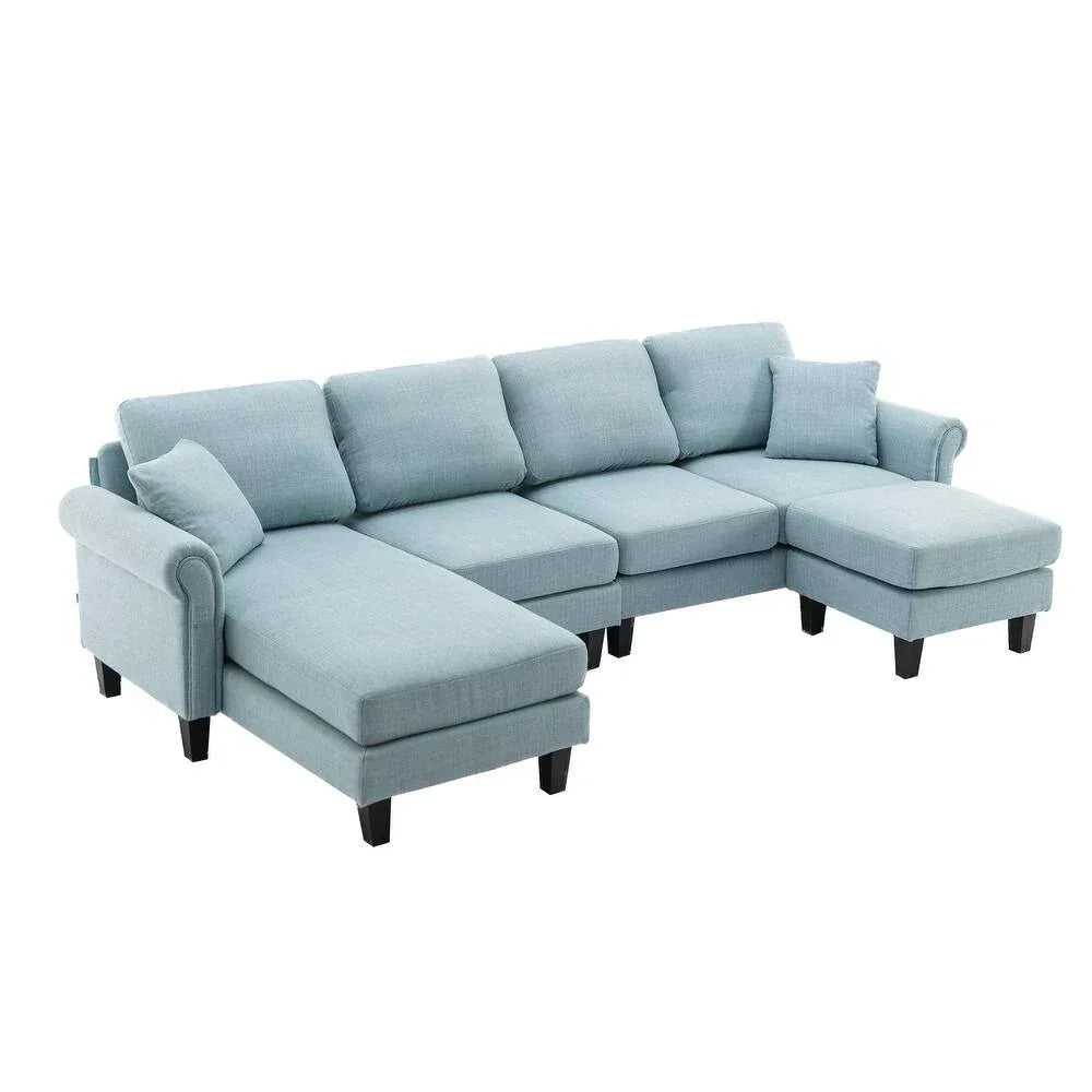 Moria 6 Seater L Shape Modular Fabric Sofa For Living Room