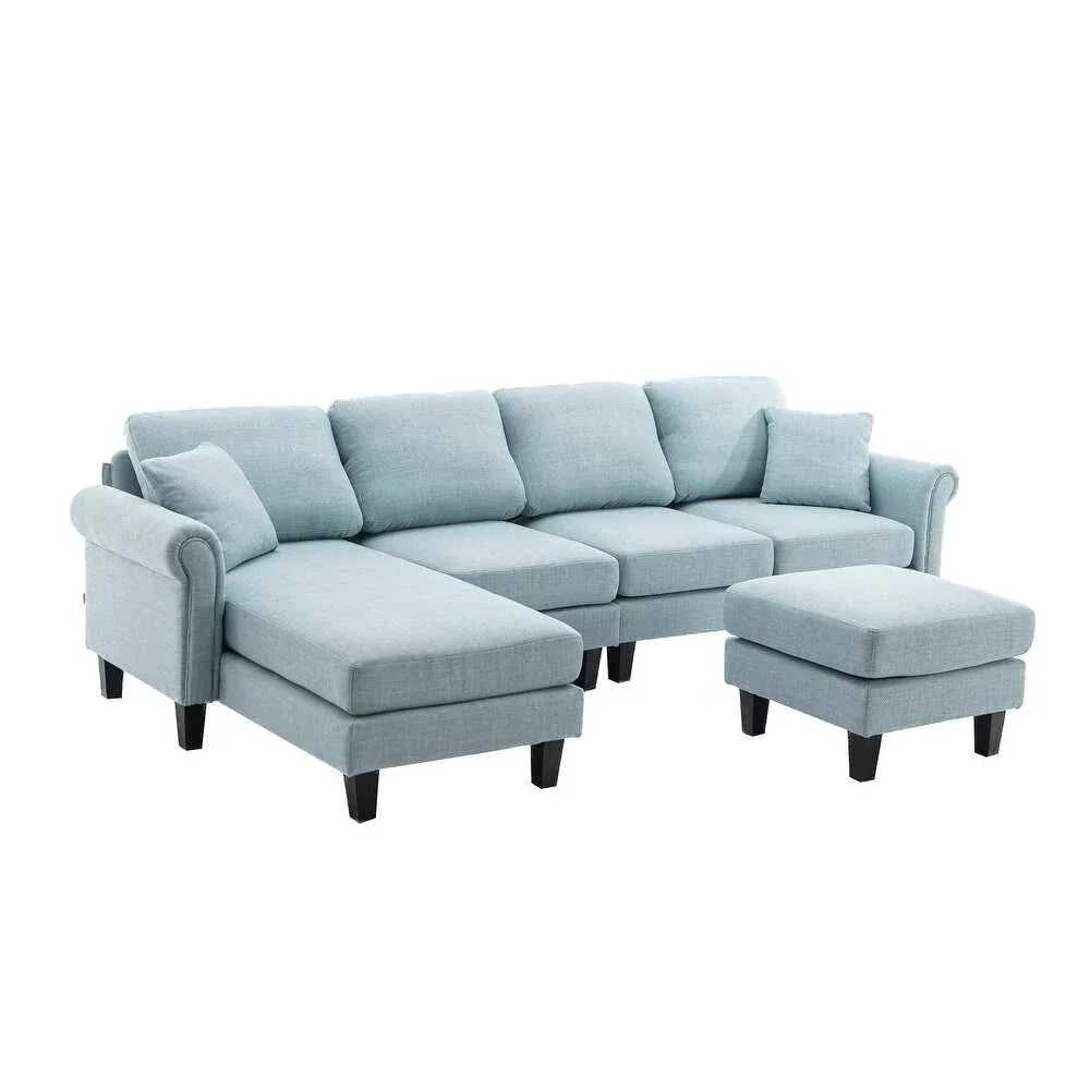Moria 6 Seater L Shape Modular Fabric Sofa For Living Room