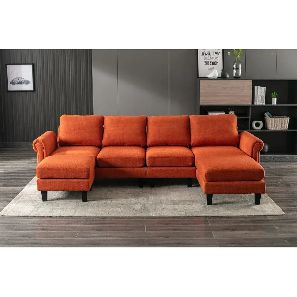 Moria 6 Seater L Shape Modular Fabric Sofa For Living Room