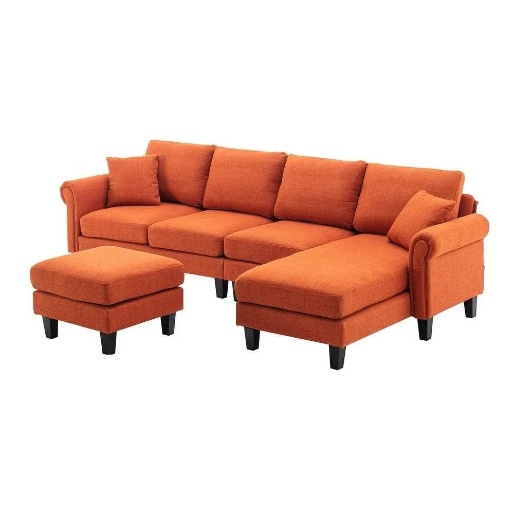 Moria 6 Seater L Shape Modular Fabric Sofa For Living Room
