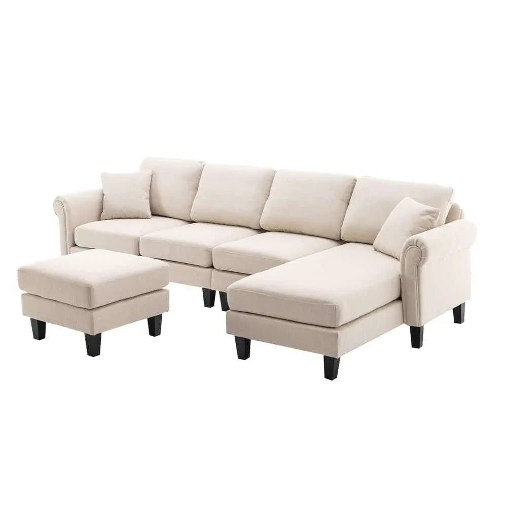 Moria 6 Seater L Shape Modular Fabric Sofa For Living Room