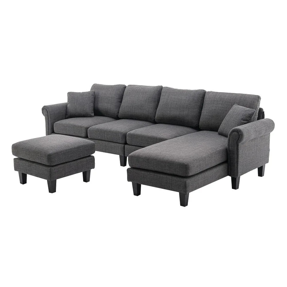 Moria 6 Seater L Shape Modular Fabric Sofa For Living Room
