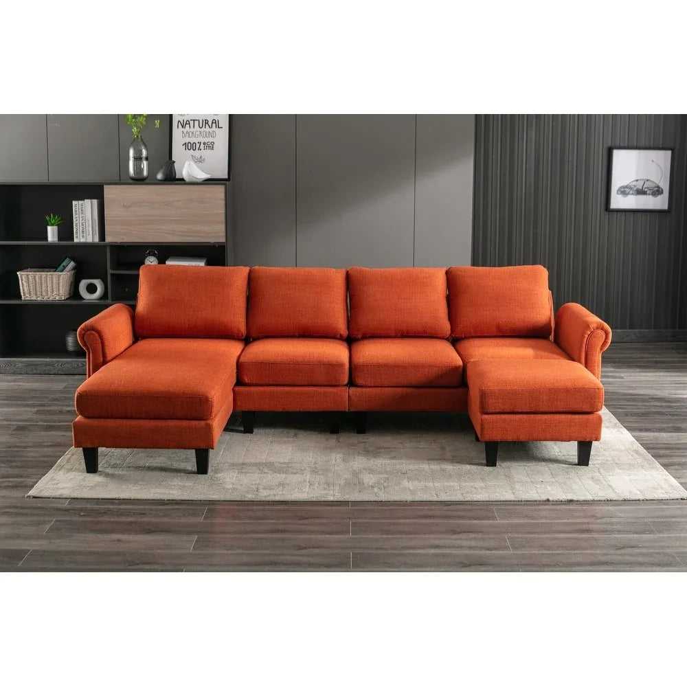 Moria 6 Seater L Shape Modular Fabric Sofa For Living Room