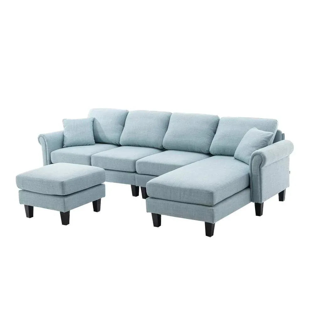 Moria 6 Seater L Shape Modular Fabric Sofa For Living Room