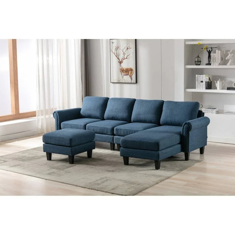 Moria 6 Seater L Shape Modular Fabric Sofa For Living Room