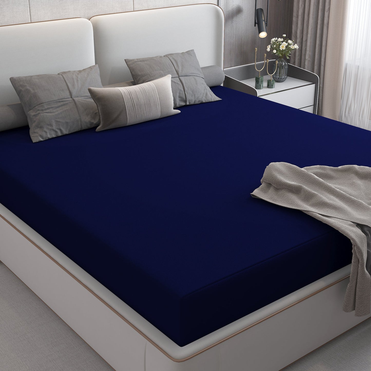 Waterproof Mattress Protector with 360 Degree Elastic Strap, Cotts Wonder Lycra (Blue, Available in 16 Sizes)
