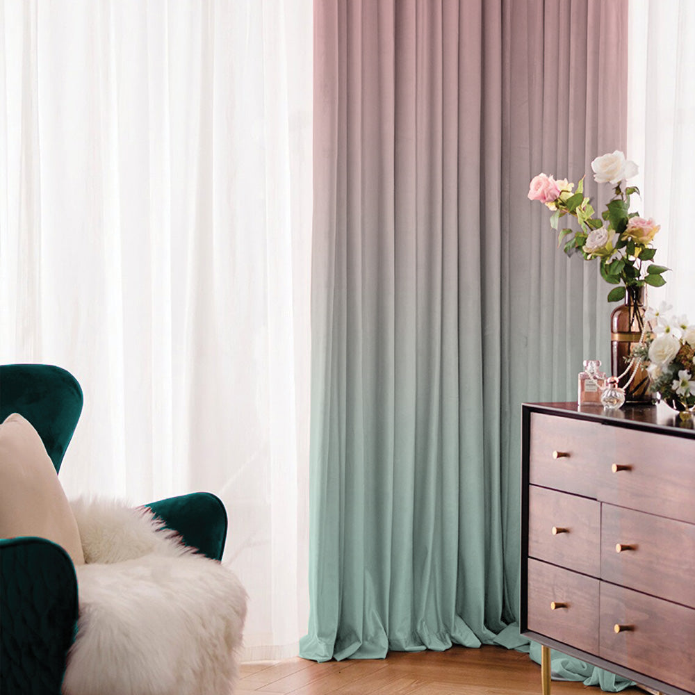 Elegant Ombre Print Room Darkening Curtain Set of 2, OMBRE25