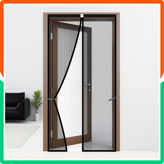 Polyester Magnetic Mosquito Net Curtain for Door - BLACK