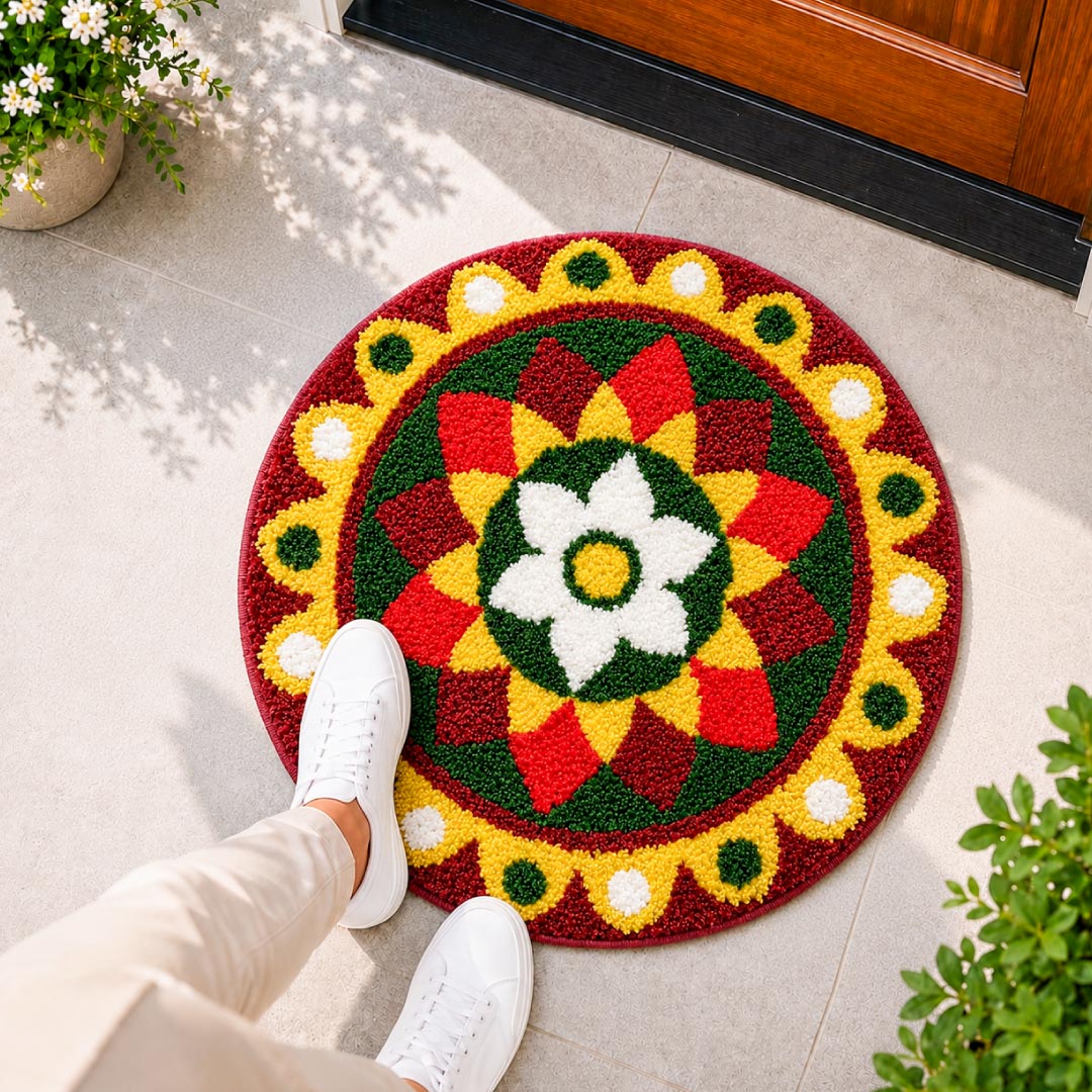 Rangoli Marigold Bloom Door and Bathroom Mat