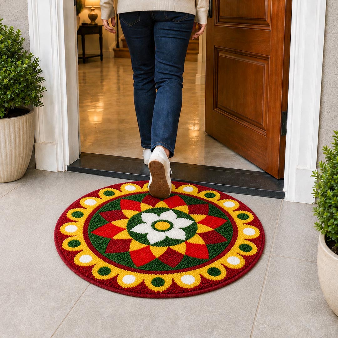 Rangoli Marigold Bloom Door and Bathroom Mat