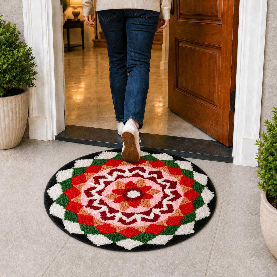 Rangoli Chevron Bloom Door and Bathroom Mat