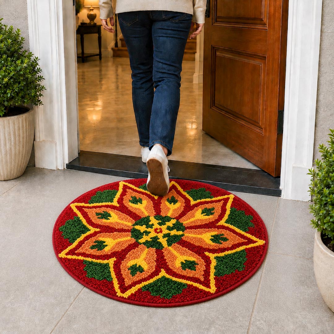 Rangoli Ember Star Door and Bathroom Mat