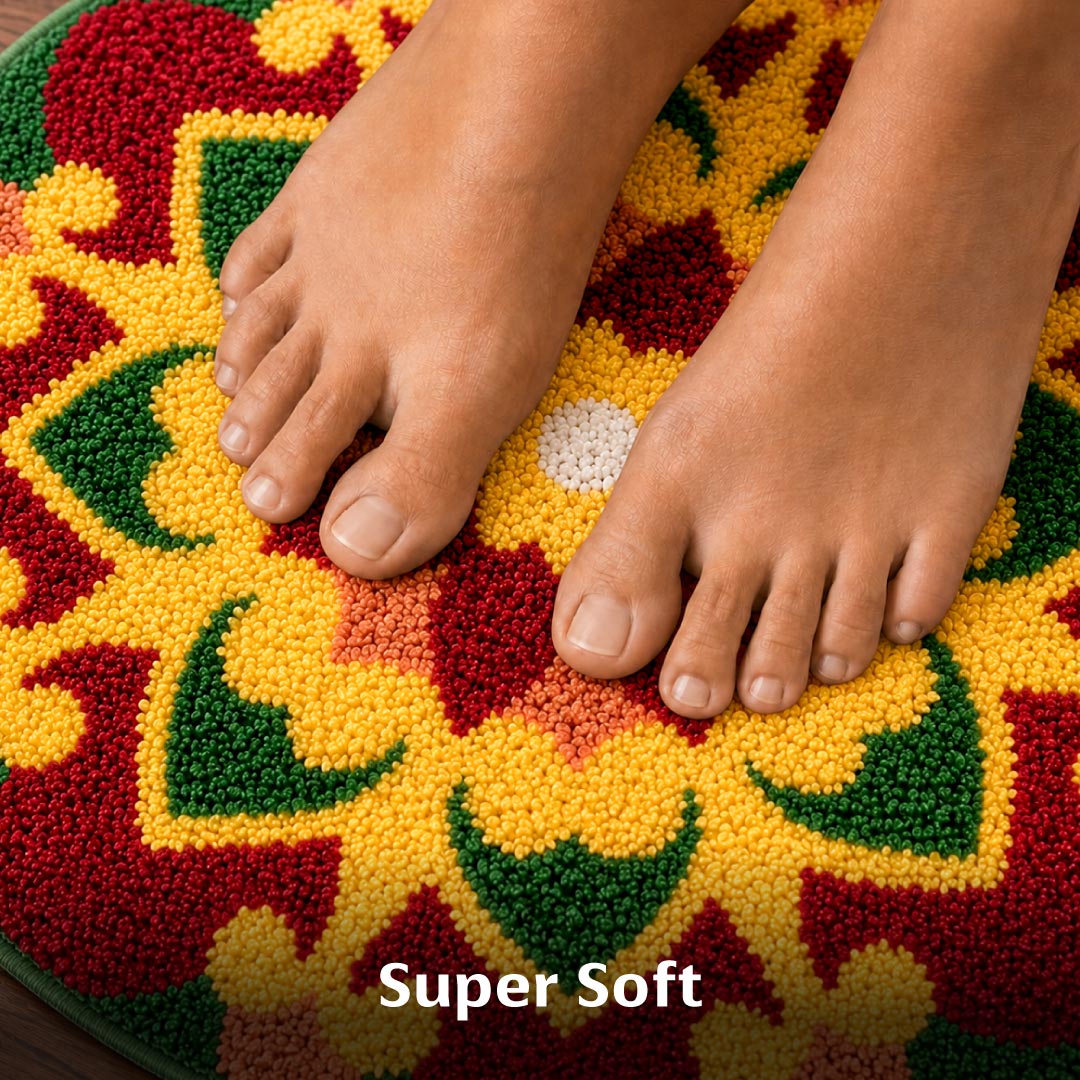 Rangoli Lotus Garden Door and Bathroom Mat