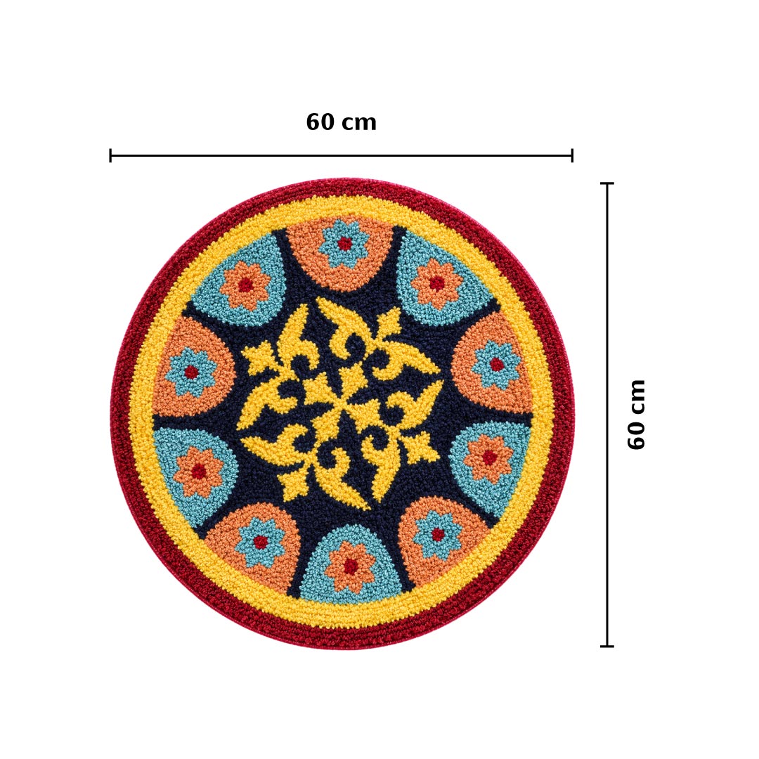 Rangoli Azure Tile Door and Bathroom Mat