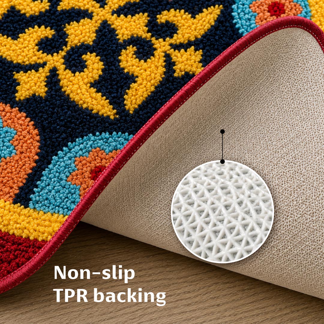 Rangoli Azure Tile Door and Bathroom Mat