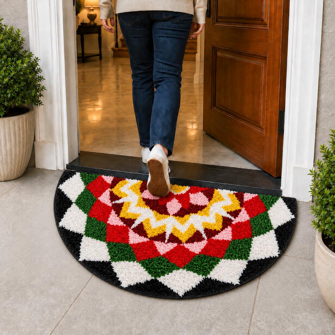 Kolam Chevron Bloom Door and Bathroom Mat