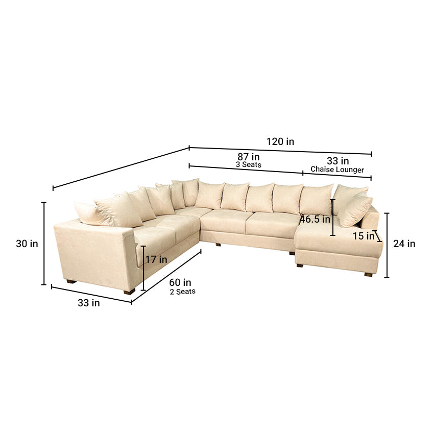 Striado Upholstered Sofa With Chaise Sectional
