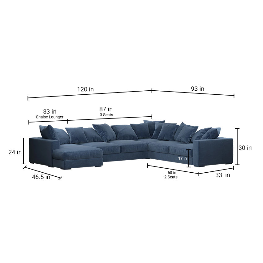 Striado Upholstered Sofa With Chaise Sectional