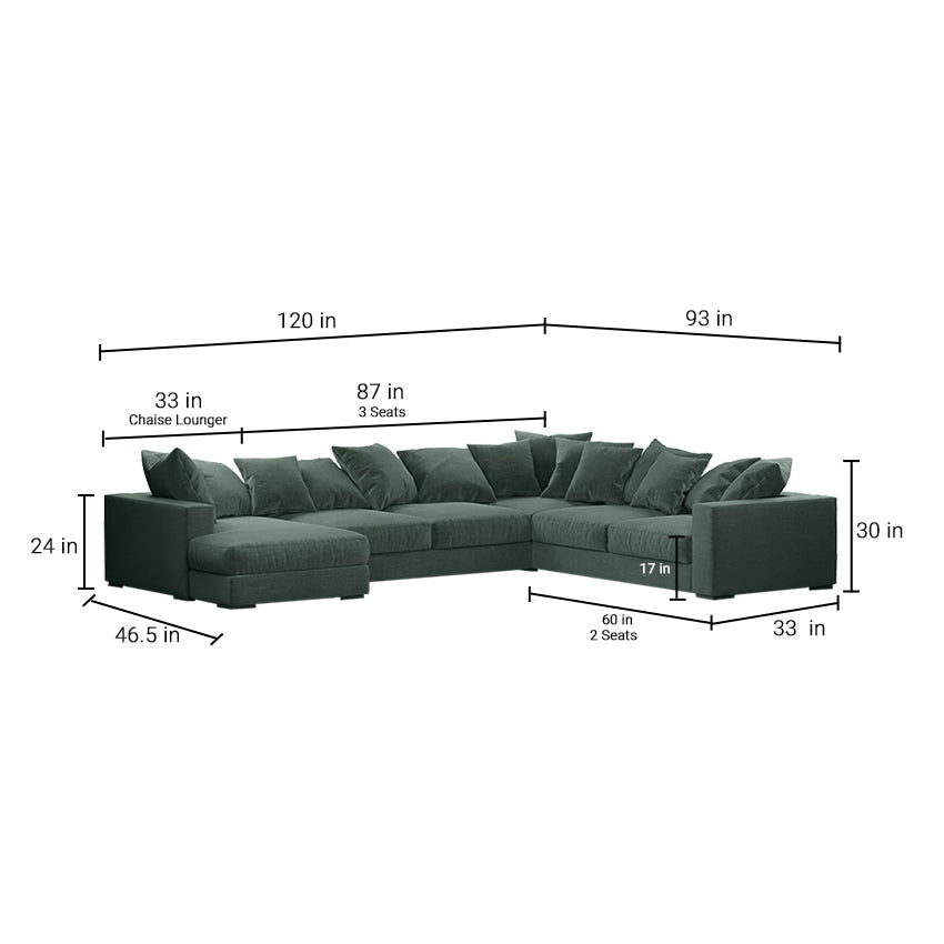 Striado Upholstered Sofa With Chaise Sectional