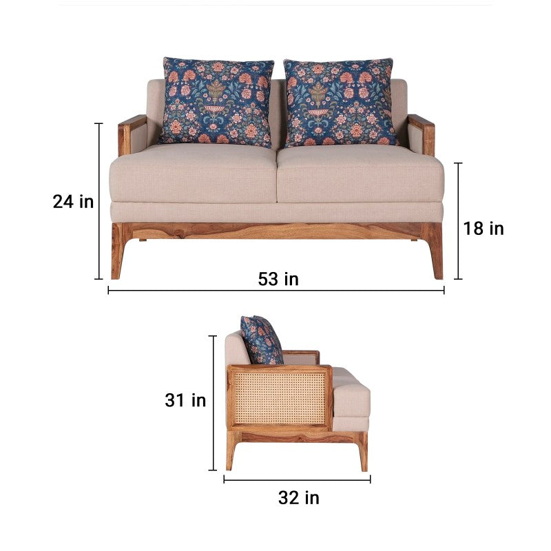 Arbor Rattan Sofa 2 Seater Textured Ivory