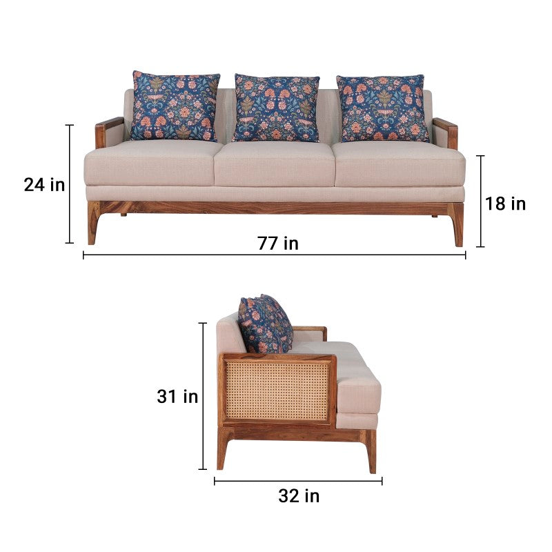 Arbor Rattan Sofa 3 Seater Textured Ivory