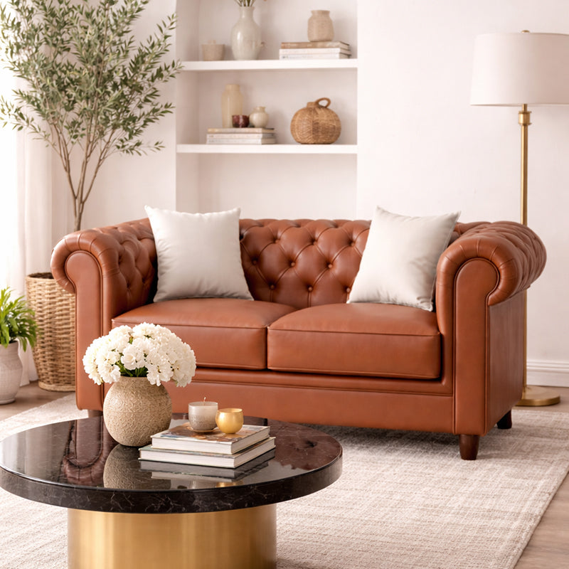 Grace Chesterfield 2 Seater Sofa in Premium Lethrite Fabric in 2 Colours