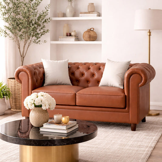 Grace Chesterfield 2 Seater Sofa in Premium Lethrite Fabric in 2 Colours