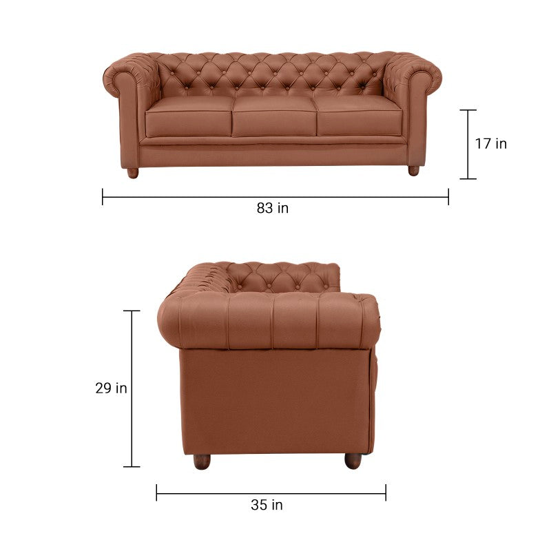 Grace Chesterfield 3 Seater Sofa in Premium Lethrite Fabric in 2 Colours