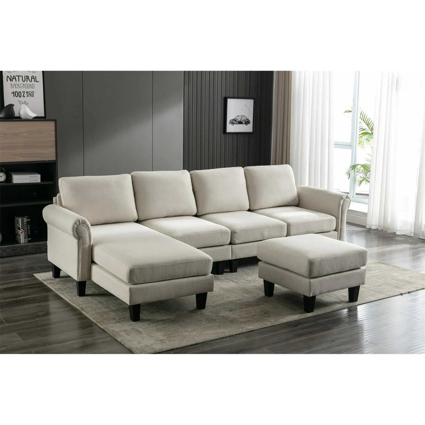 Moria 6 Seater L Shape Modular Fabric Sofa For Living Room