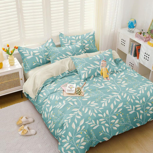 Cyan Oblong 210 TC Cotton Blend Flat King Bedsheet
