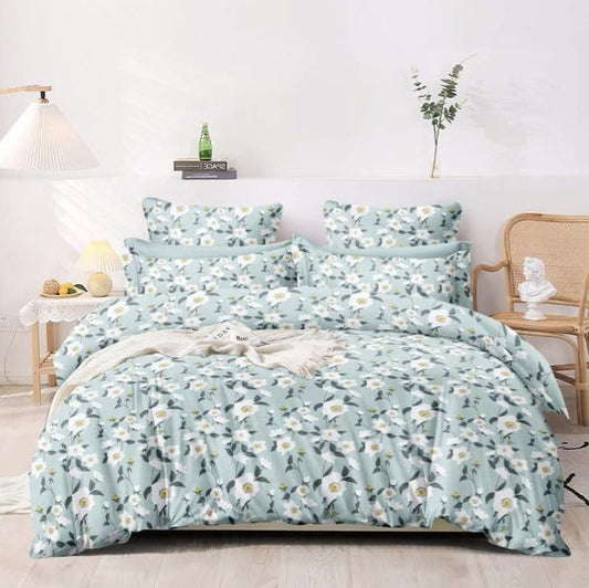 Sky Daisy 210 TC Cotton Blend Flat King Bedsheet