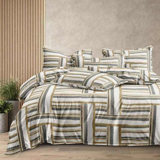 Olive Brushstroke 210 TC Cotton Blend Flat King Bedsheet