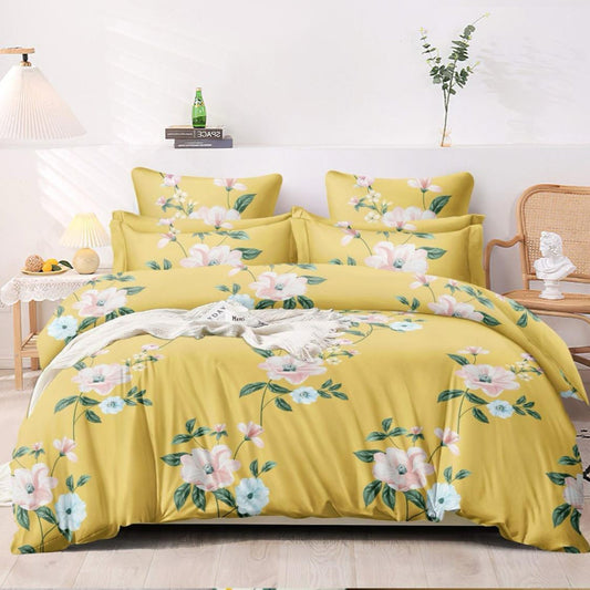 Amber Bloom 210 TC Cotton Blend Flat King Bedsheet