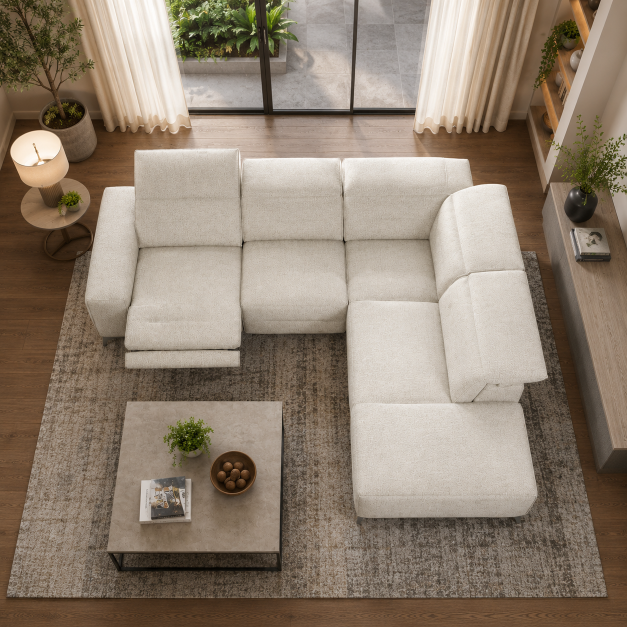 Carlos 5 Seater Manual Recliner L Shape Sofa for Living Room | Premium L shape Recliner Sofa Set