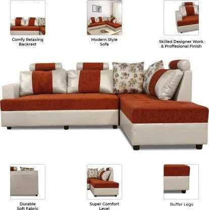 Booster L Shape RHS Half-leather 6 Seater Sofa