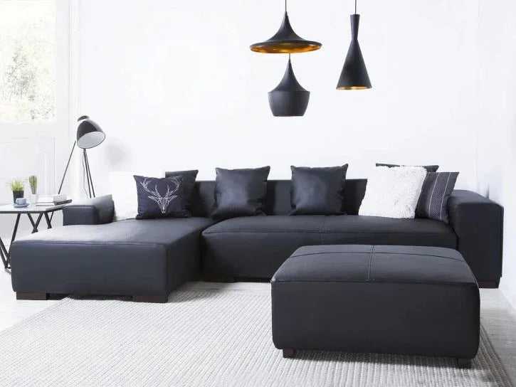 Cabell L Shape Leatherette 5 Seater Sofa for Living Room