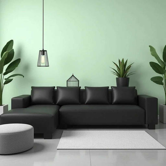 Cabell L Shape Leatherette 5 Seater Sofa for Living Room