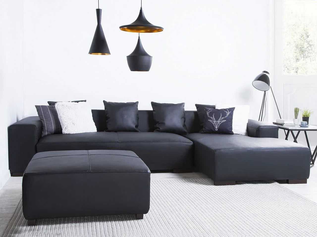 Cabell L Shape Leatherette 5 Seater Sofa for Living Room