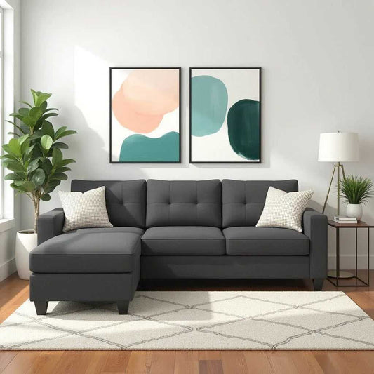 Catalina 4 Seater L Shape Fabric Sofa - Grey