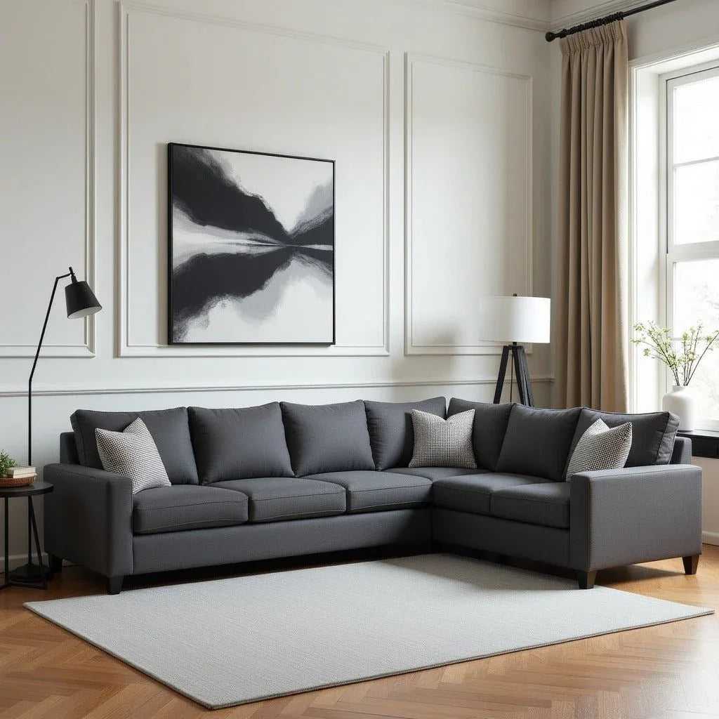 Claypool 7 Seater L Shape Sofa For Living Room - Grey