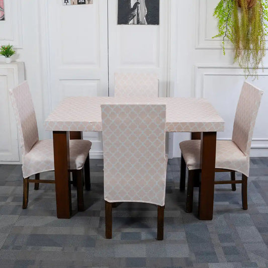 Cream Diamond Chair Table Covers - Dustproof, Stain-Free, Machine Washable & Water Resistant